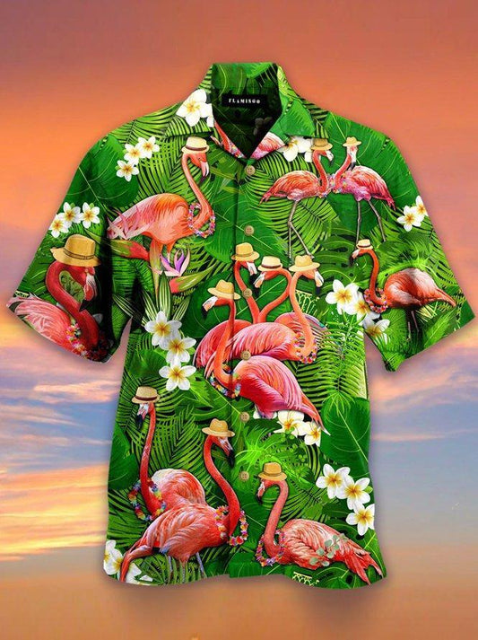 Flamingo Hawaiian Shirt | Hawaiian Shirt For Men | Hawaiian Shirt For Women | HW2362