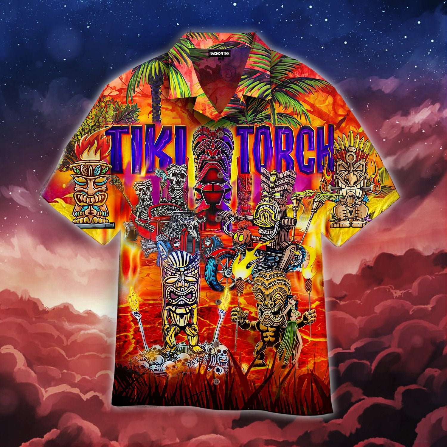 Aloha Torches Tiki Tropical Hawaiian Shirt | For Men &amp;amp; Women | Adult | Wt1215