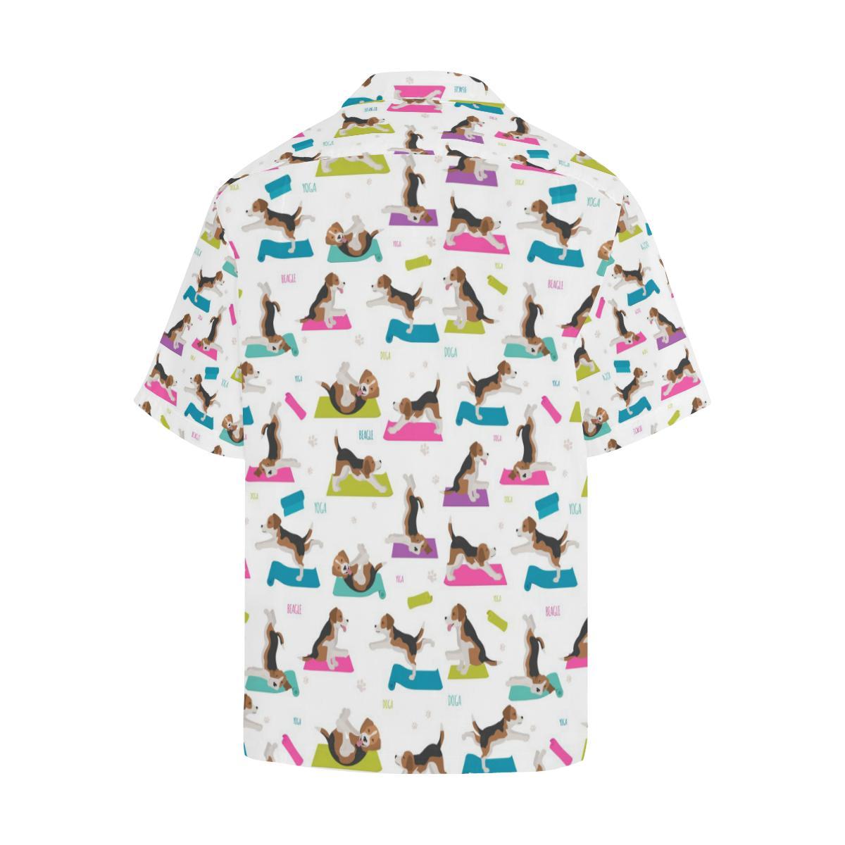 Beagle Yoga Pattern Mens All Over Print Hawaiian Shirt