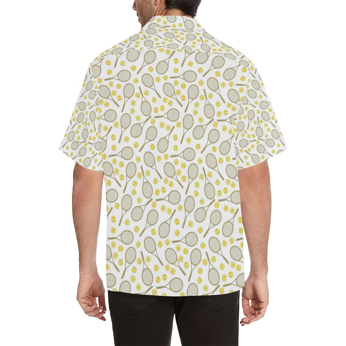 Tennis Pattern Print Design 02 Mens All Over Hawaiian Shirt