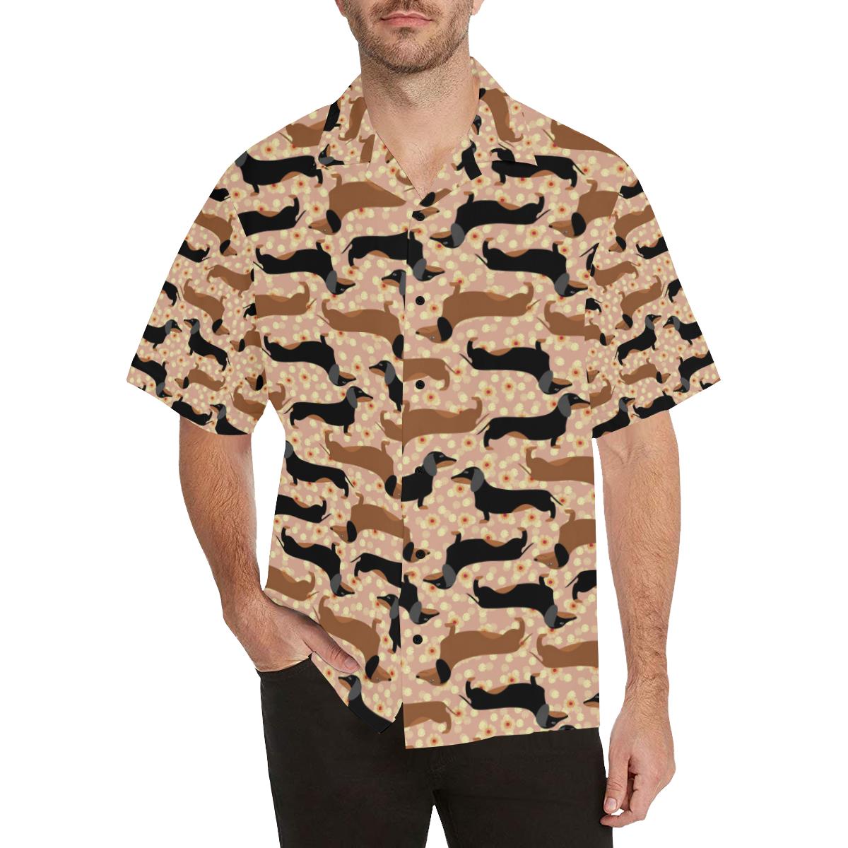 Dachshund Pattern Print Design Hawaiian Shirt
