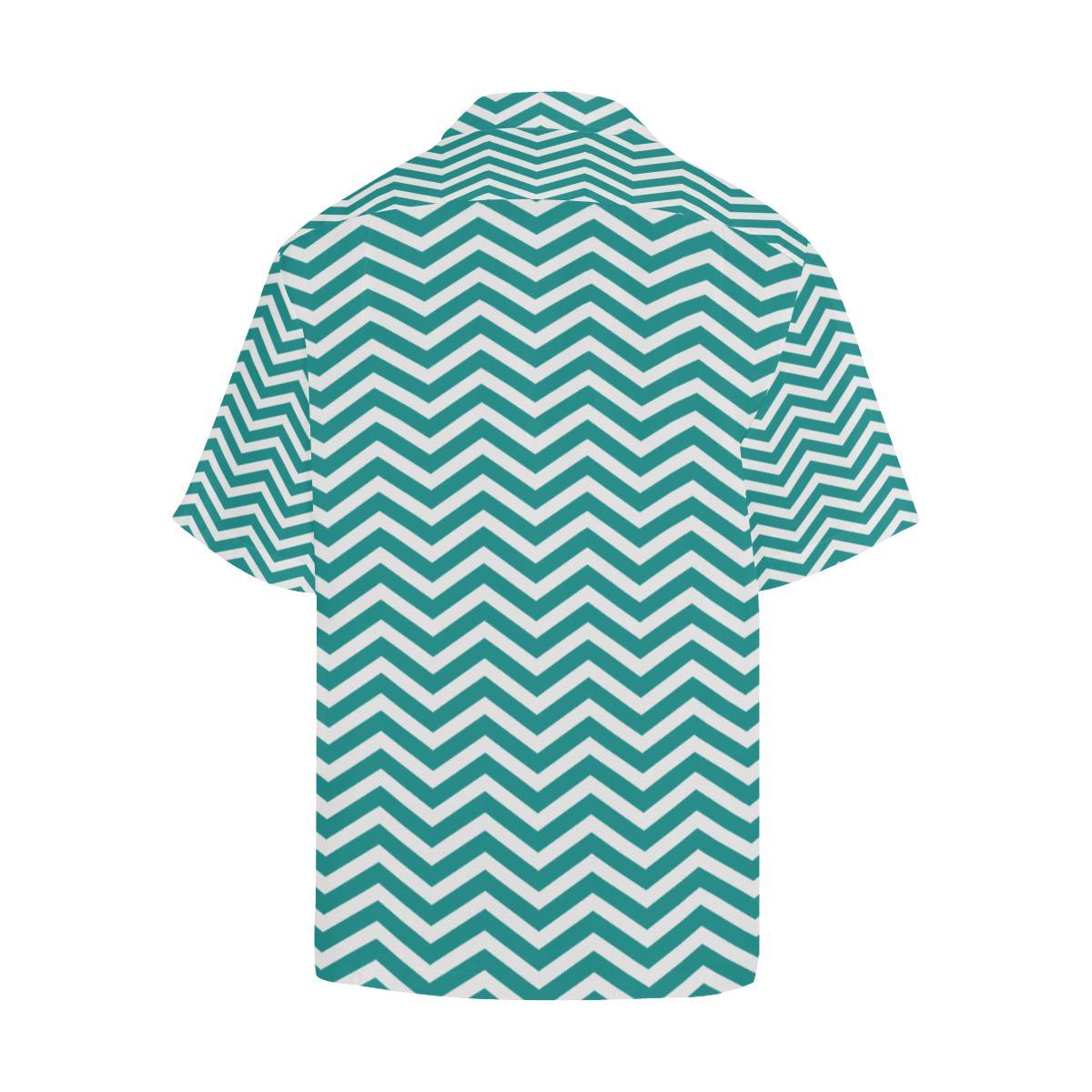 Chevron Teal Pattern Print Design Hawaiian Shirt