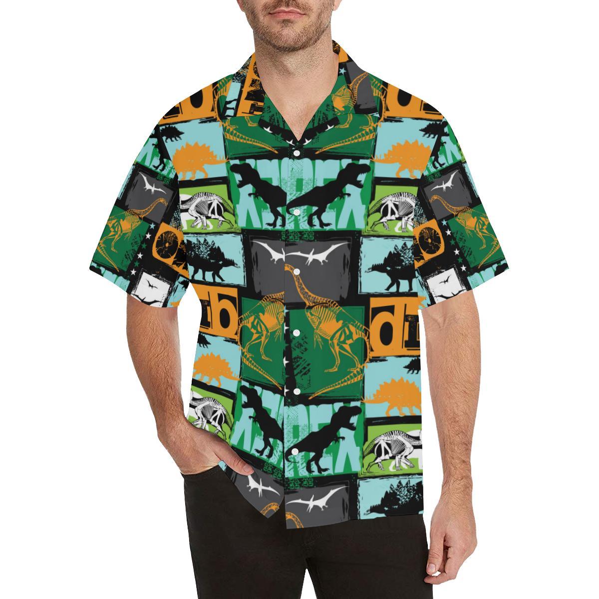 Dinosaurs Print Pattern Mens All Over Print Hawaiian Shirt
