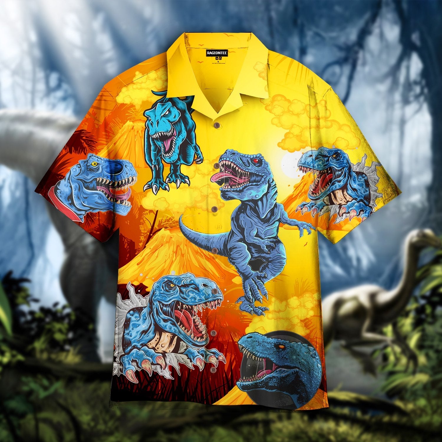 Volcano T Rex Roar Hawaiian Shirt | For Men &amp;amp; Women | Adult | Wt1138