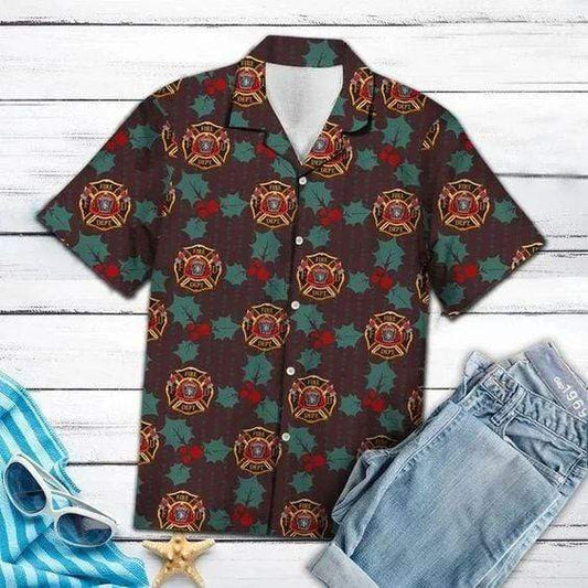 Hawaiian Aloha Shirts Christmas Firefighter