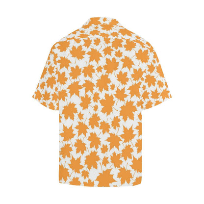 Orange Maple Leaf Pattern Mens All Over Print Hawaiian Shirt