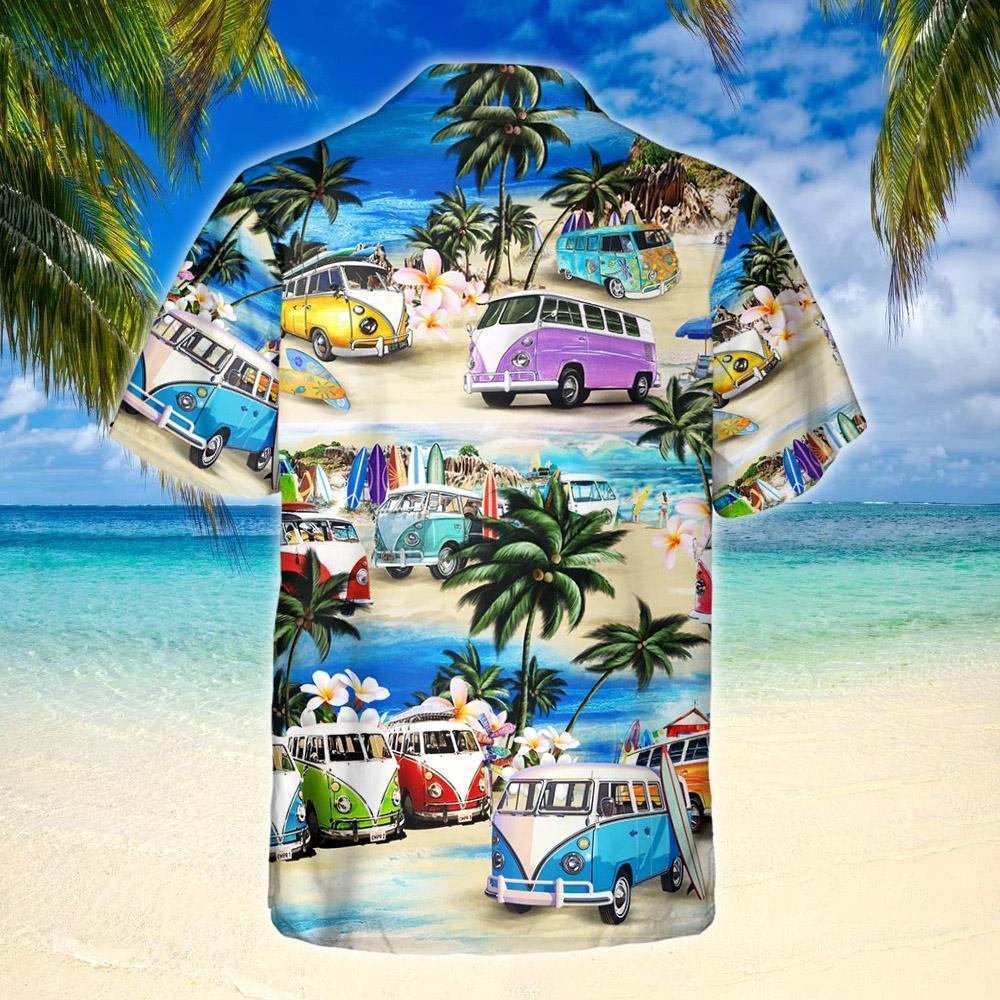 Camper Van Camping In A Tropical Beach Hawaiian Shirt Thh2413Hw