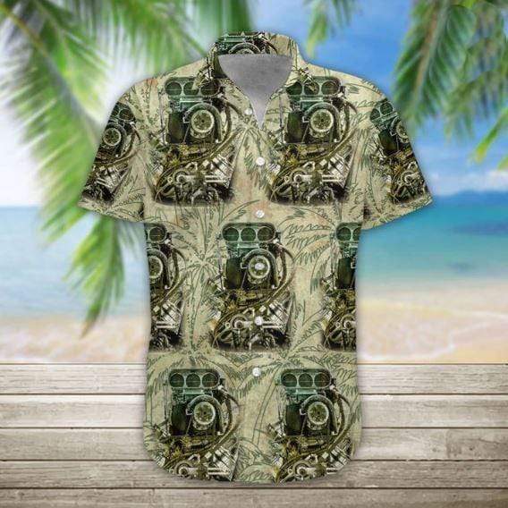 Drag Racing Green Unisex Hawaiian Aloha Shirts