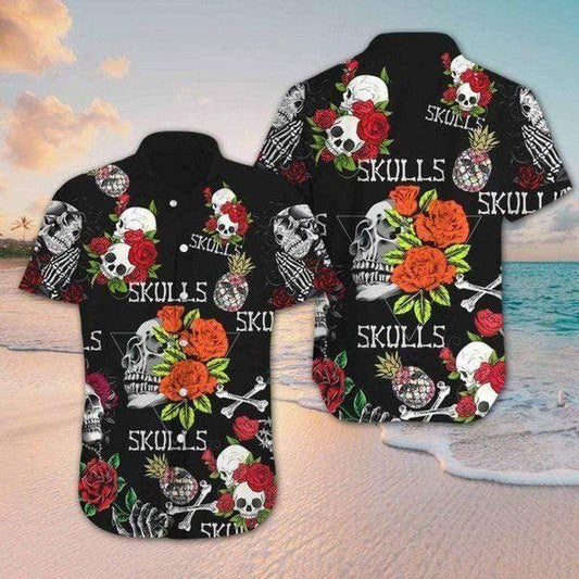 Floral Skull Tropical Hawaiian Aloha Shirts