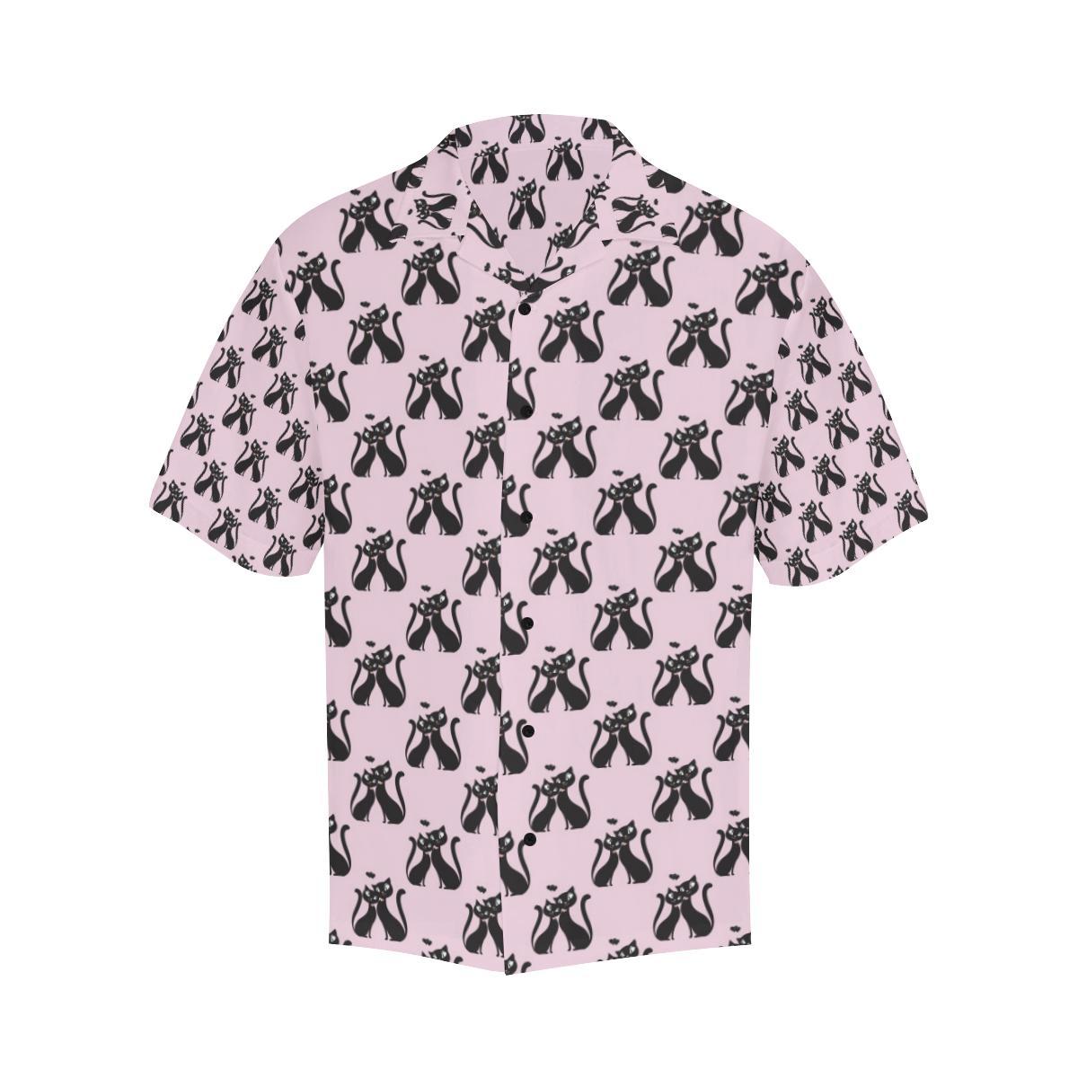 Black Cat Pattern Print Design Hawaiian Shirt