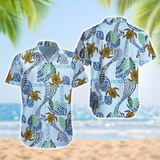 Hawaiian Aloha Shirts Blue Turtle Vintage