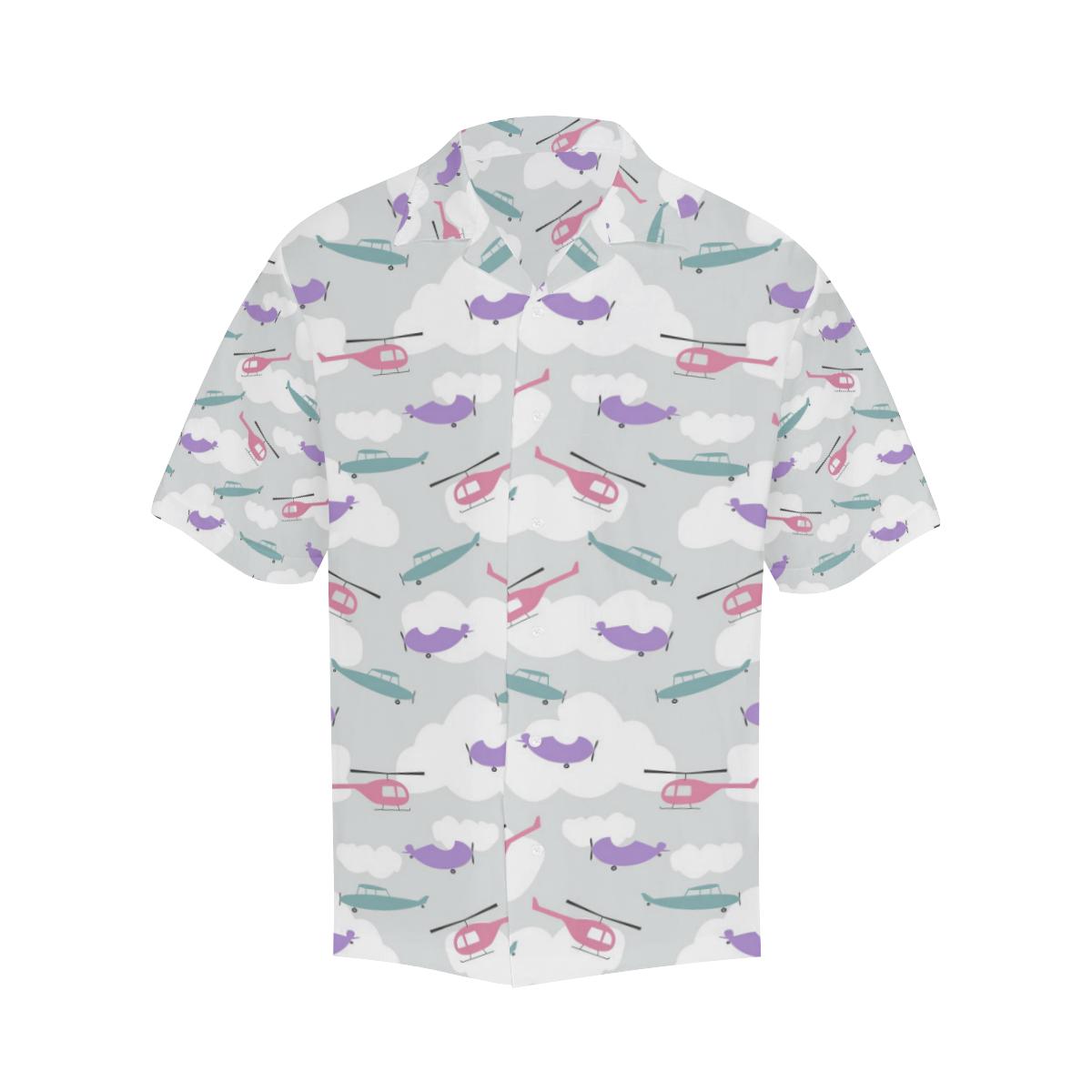 Helicopter Plane Pattern Mens All Over Print Hawaiian Shirt