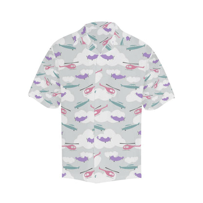 Helicopter Plane Pattern Mens All Over Print Hawaiian Shirt