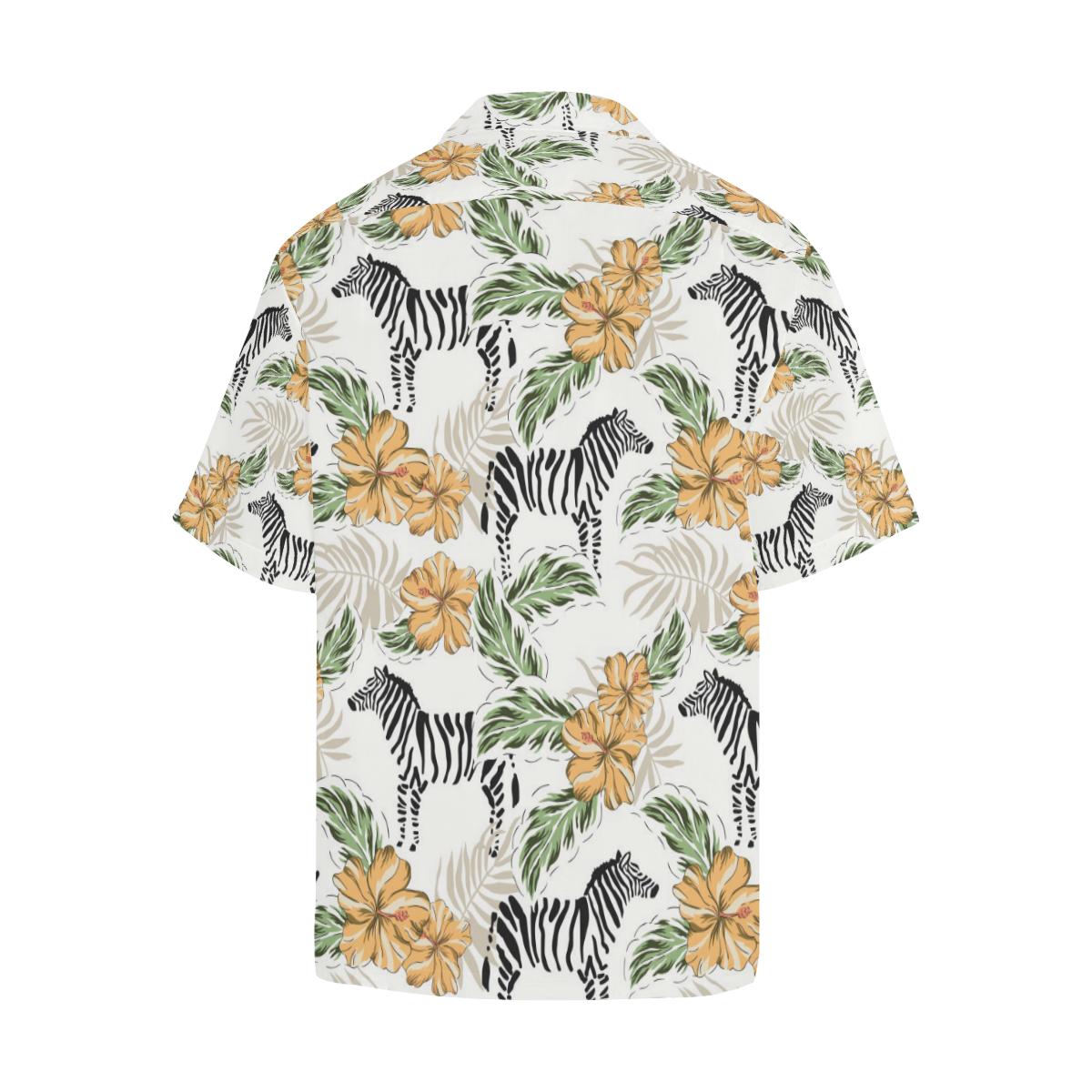 Zebra Hibiscus Pattern Mens All Over Print Hawaiian Shirt