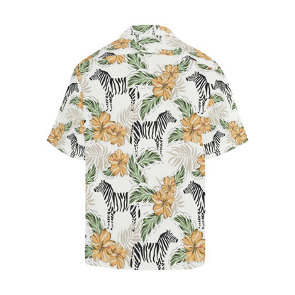 Zebra Hibiscus Pattern Mens All Over Print Hawaiian Shirt