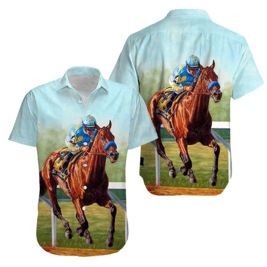 American Pharoah Horse Racing Painting Hawaiian Aloha Shirts #KV