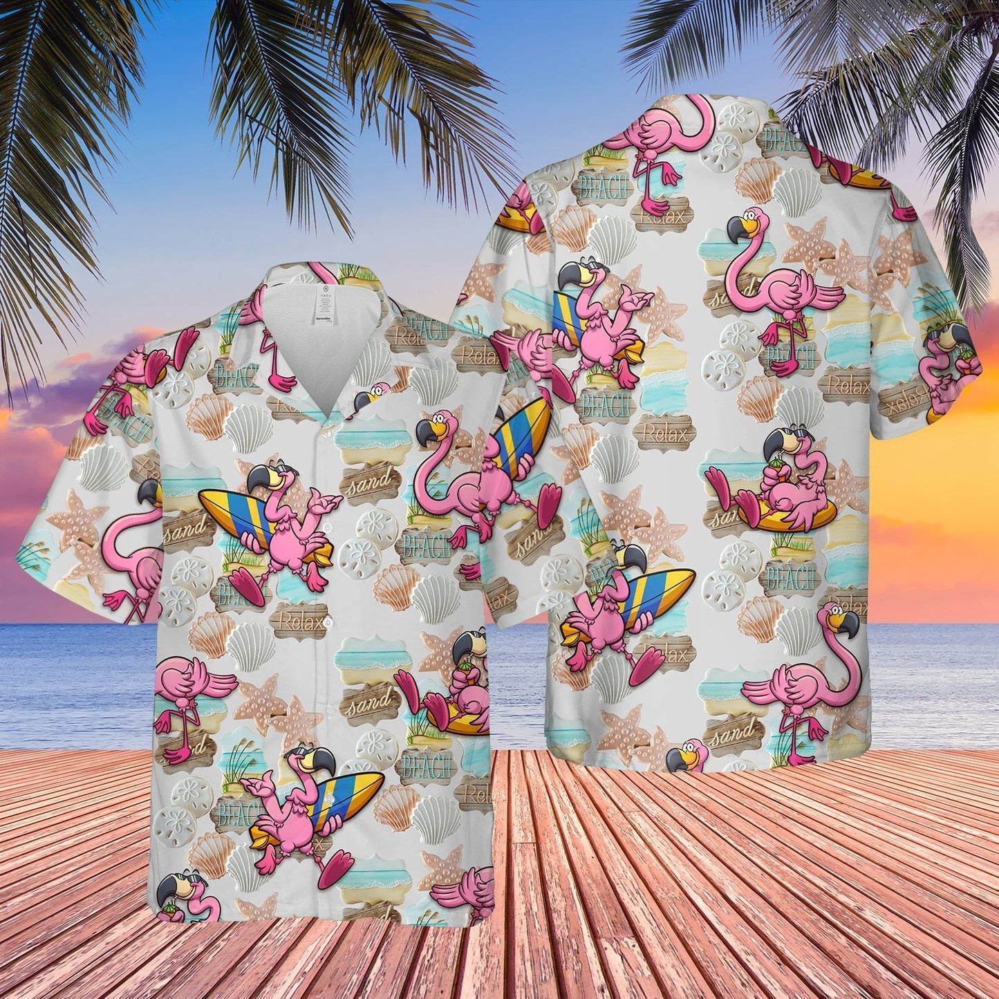 Flamingo Sand Beach Relax Hawaiian Shirt