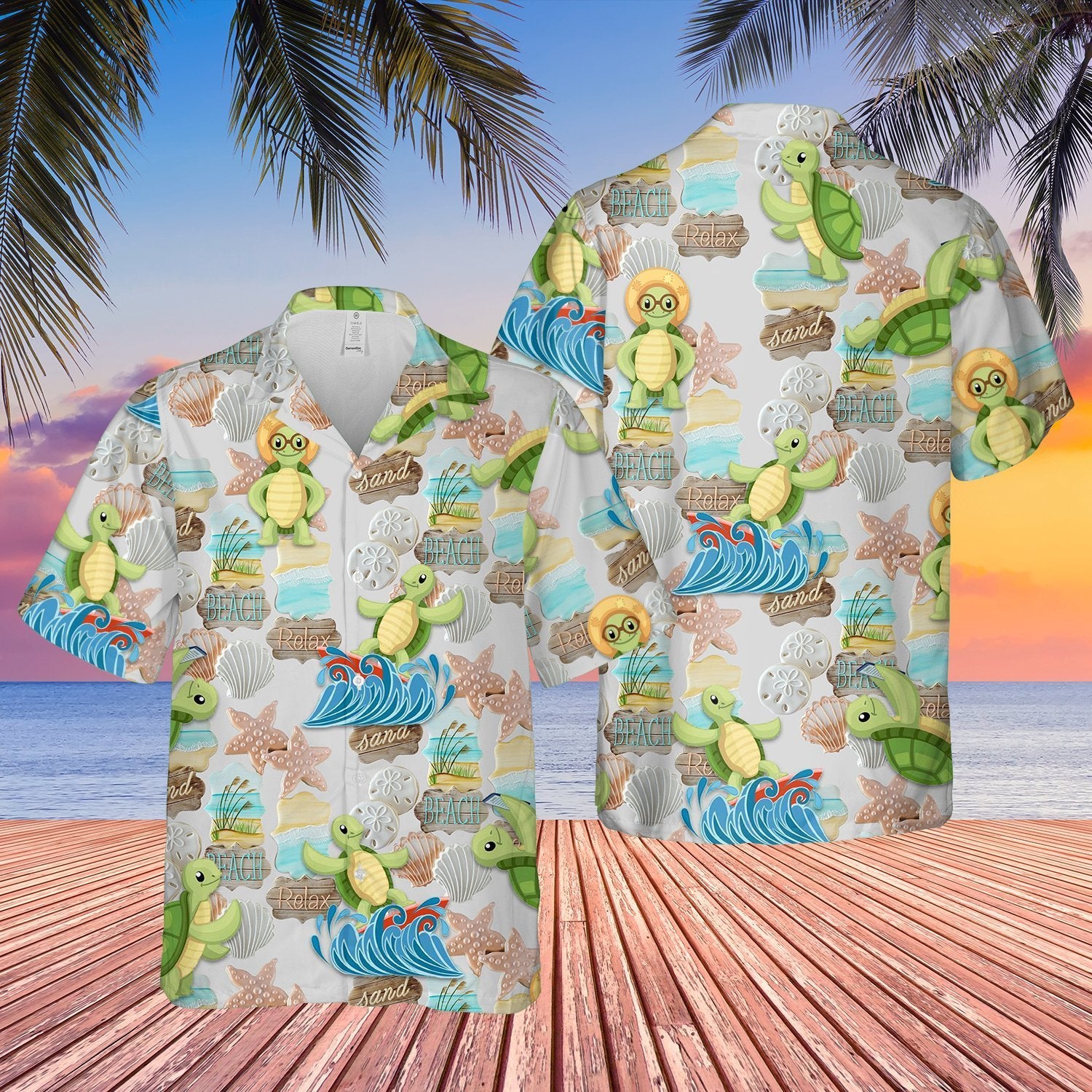 Turtle Sand Beach Relax Hawaiian Shirt