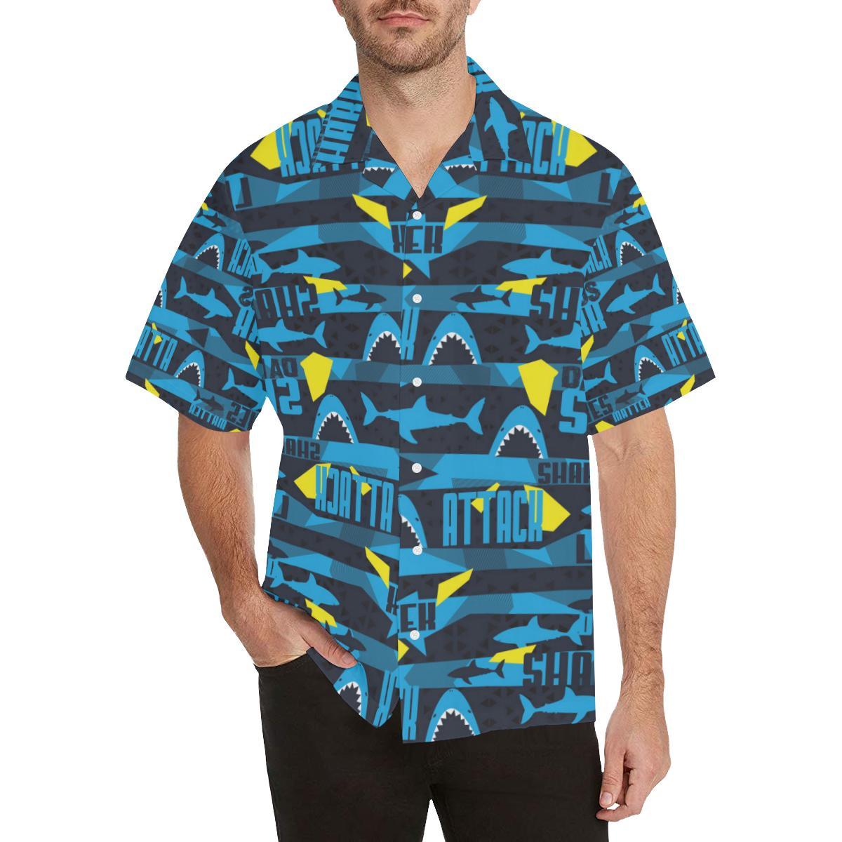 Shark Dangerous Mens All Over Print Hawaiian Shirt