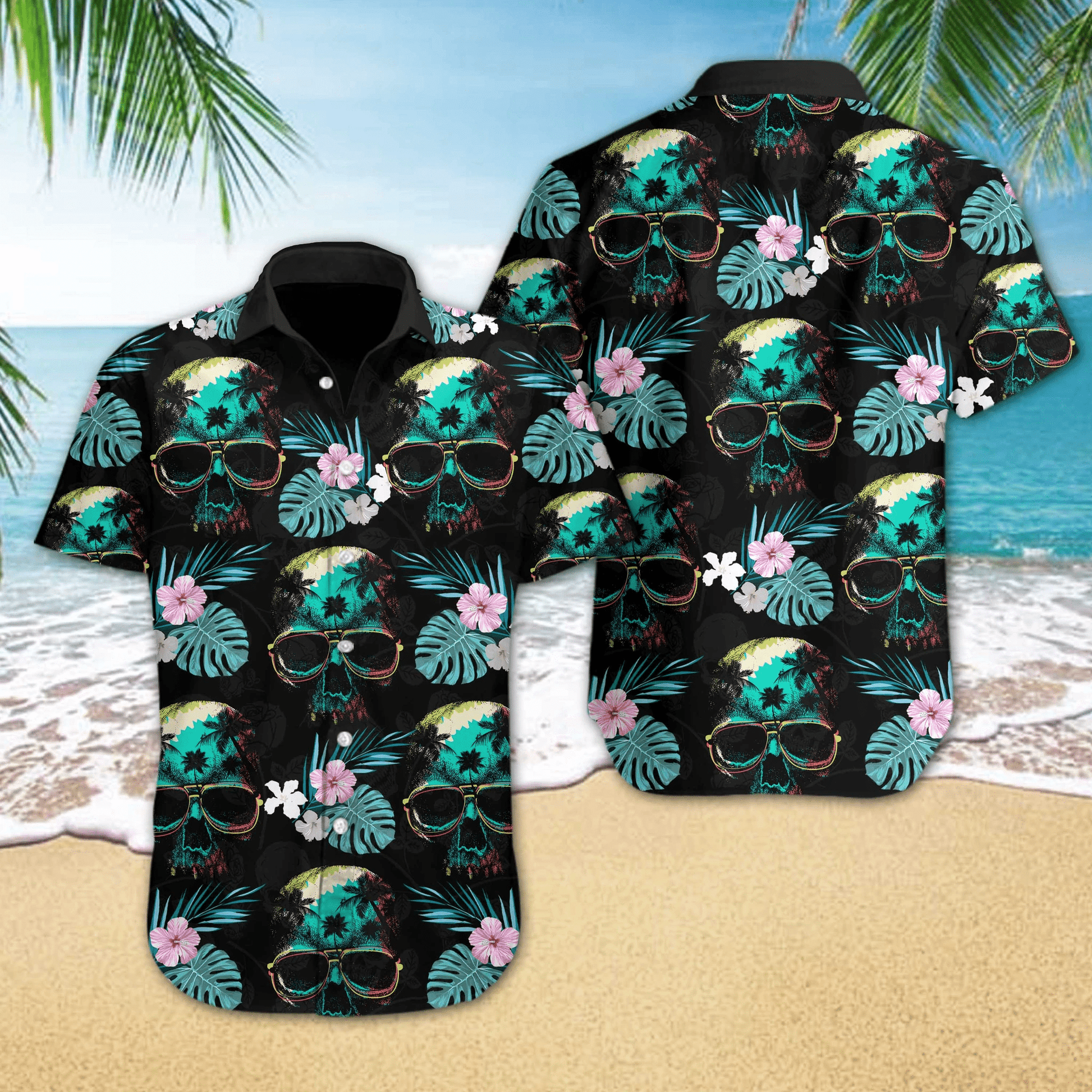 Hawaiian Aloha Shirts Skull Beach #V