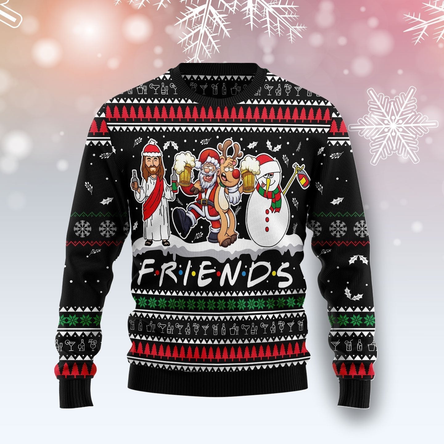 Santa Claus Jesus Friend of Ugly Christmas Sweater 