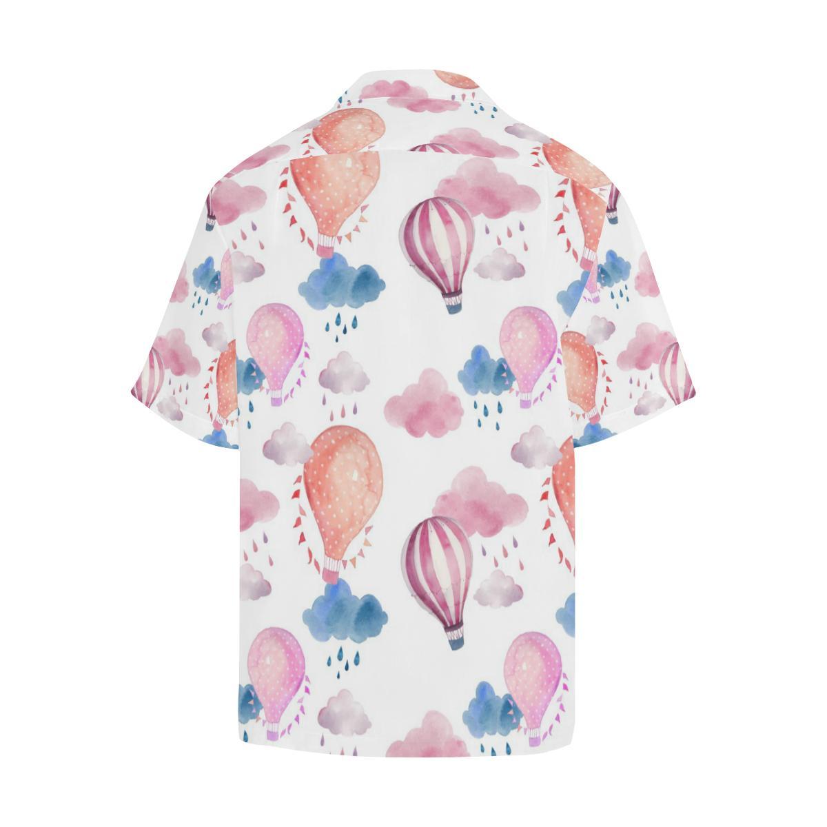 Watercolor Air Balloon Cloud Pattern Mens All Over Print Hawaiian Shirt