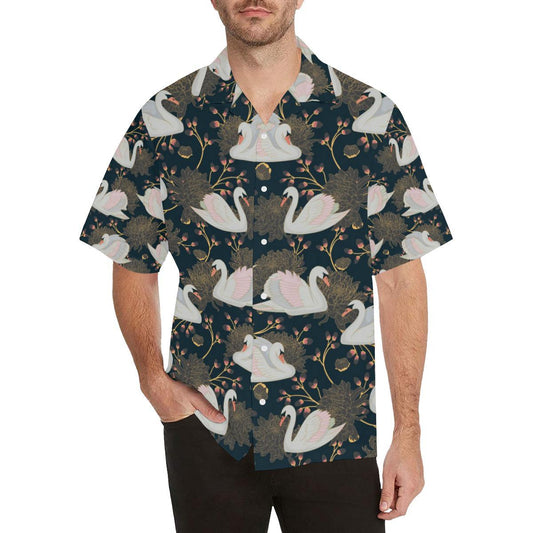 Swan Pattern Mens All Over Print Hawaiian Shirt