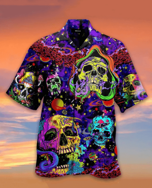 Toxic Skull Life is Colorful Hawaiian Unisex Aloha Shirts #H