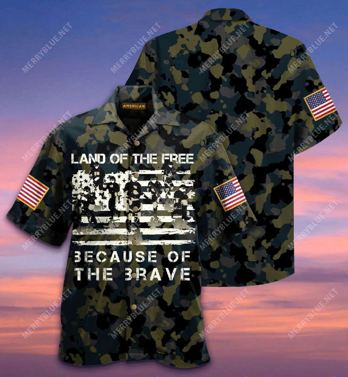 Soldier Veteran Land of The Free Because Hawaiian Aloha Shirts #V