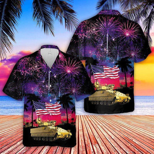 Us Army M2A3 Bradley For Independence Day Hawaiian Aloha Shirts Or Beach Shorts