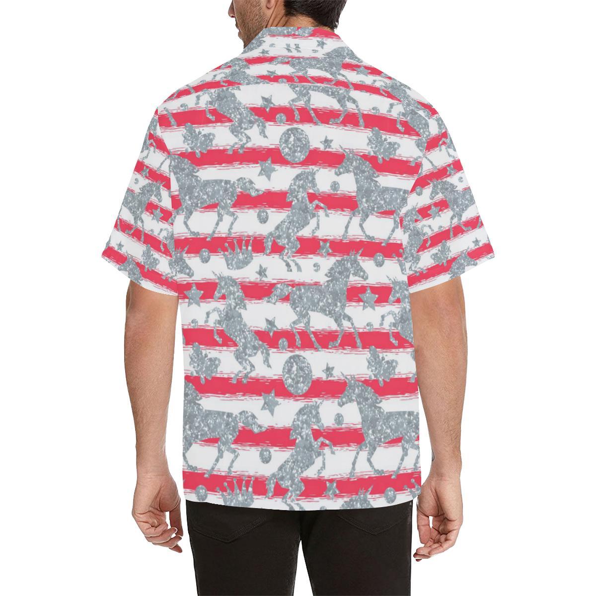 Unicorn Silver Pattern Mens All Over Print Hawaiian Shirt
