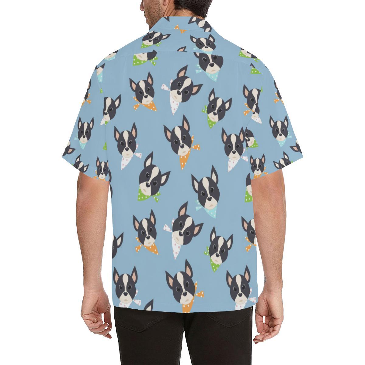 Cute Boston Terrier Pattern Mens All Over Print Hawaiian Shirt