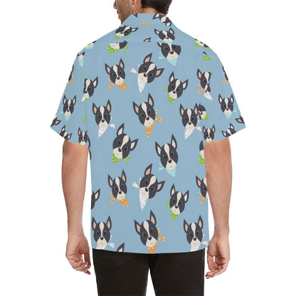 Cute Boston Terrier Pattern Mens All Over Print Hawaiian Shirt