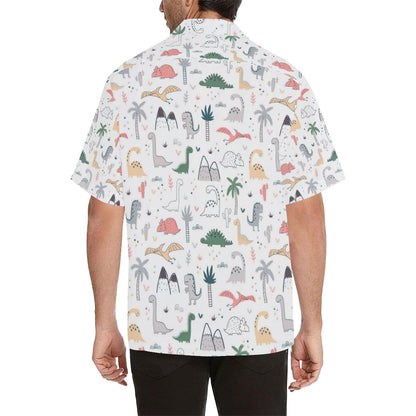 Cute Cartoon Dinosaurs Tree Pattern Mens All Over Print Hawaiian Shirt