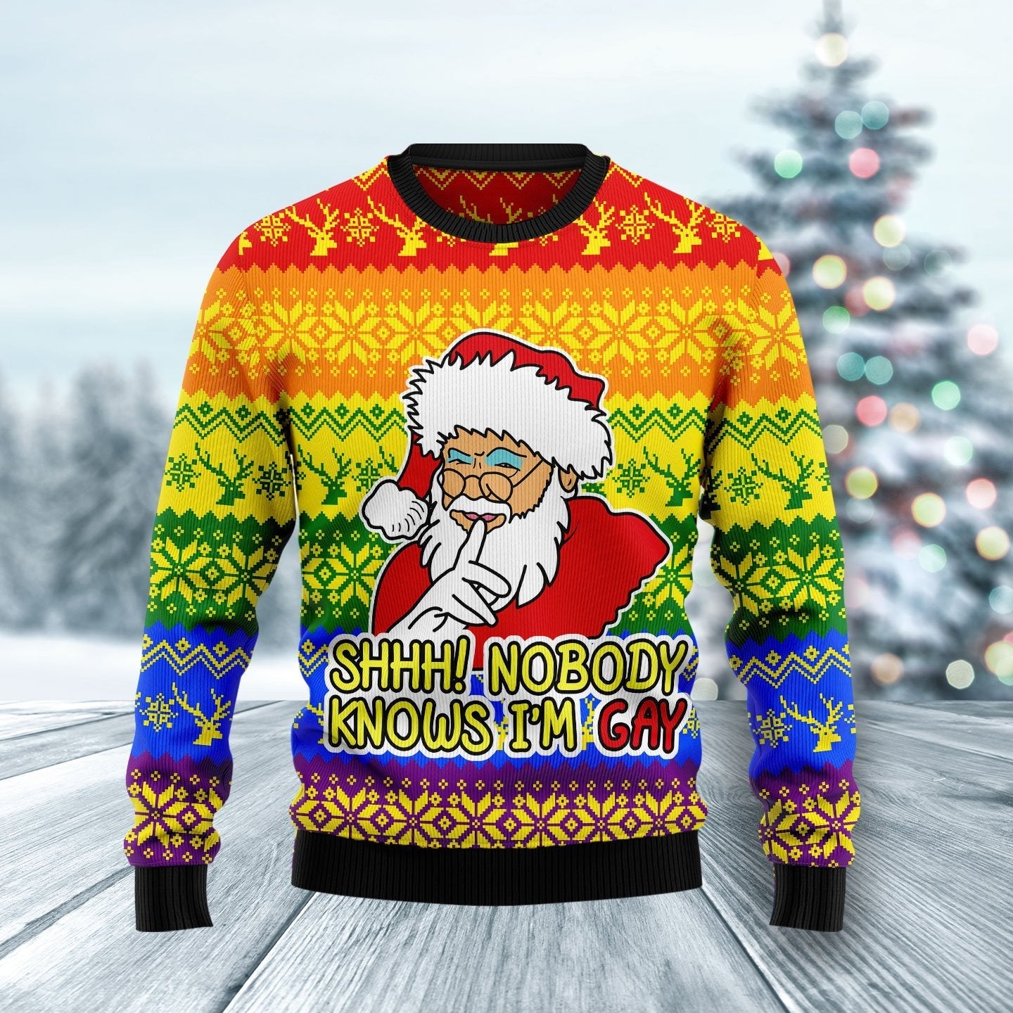 Nobody Knows I’m Gay Ugly Christmas Sweater 