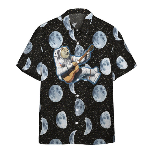  3D Doge Astronaut Playing Guitar Custom Hawaii Shirt