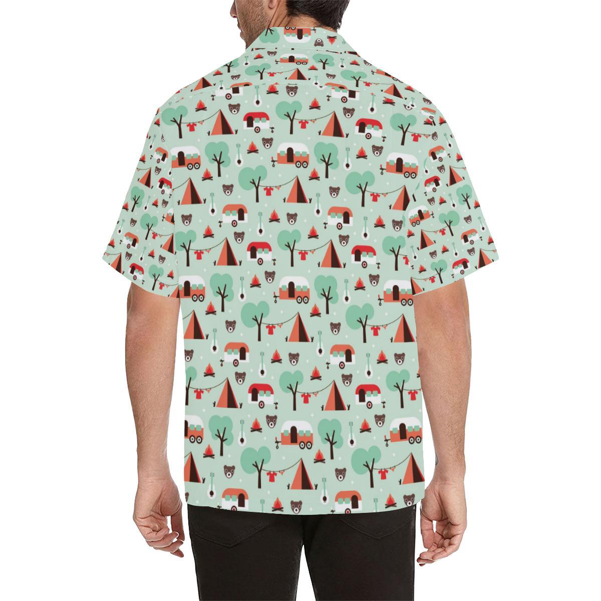Camper Tent Pattern Print Design Hawaiian Shirt