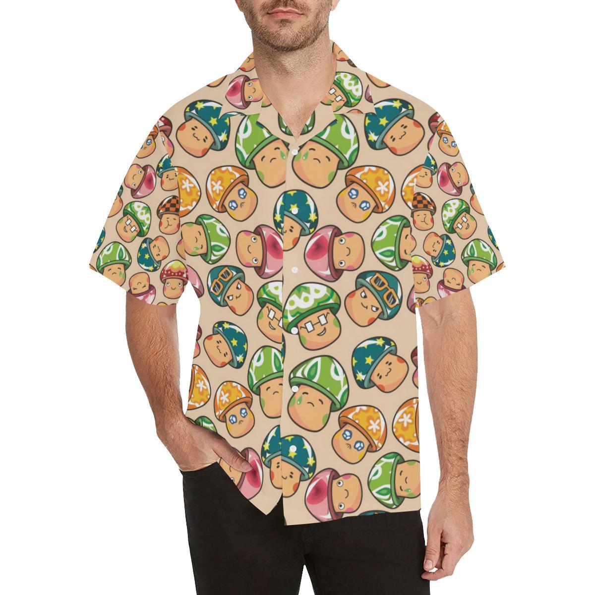 Mushroom Pattern Mens All Over Print Hawaiian Shirt