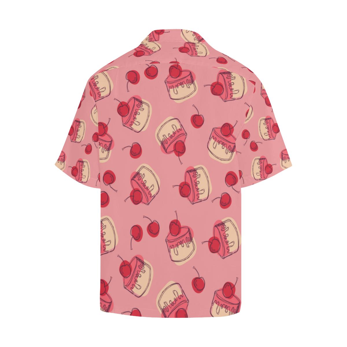 Cake Cherry Pattern Mens All Over Print Hawaiian Shirt