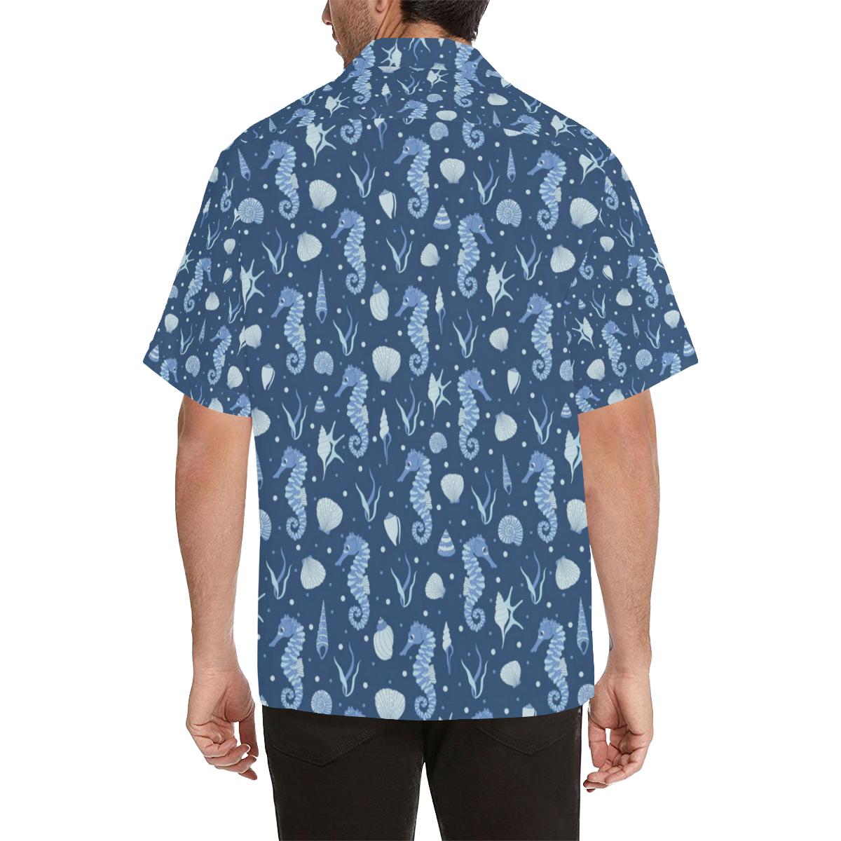 Seahorse Shell Pattern Mens All Over Print Hawaiian Shirt