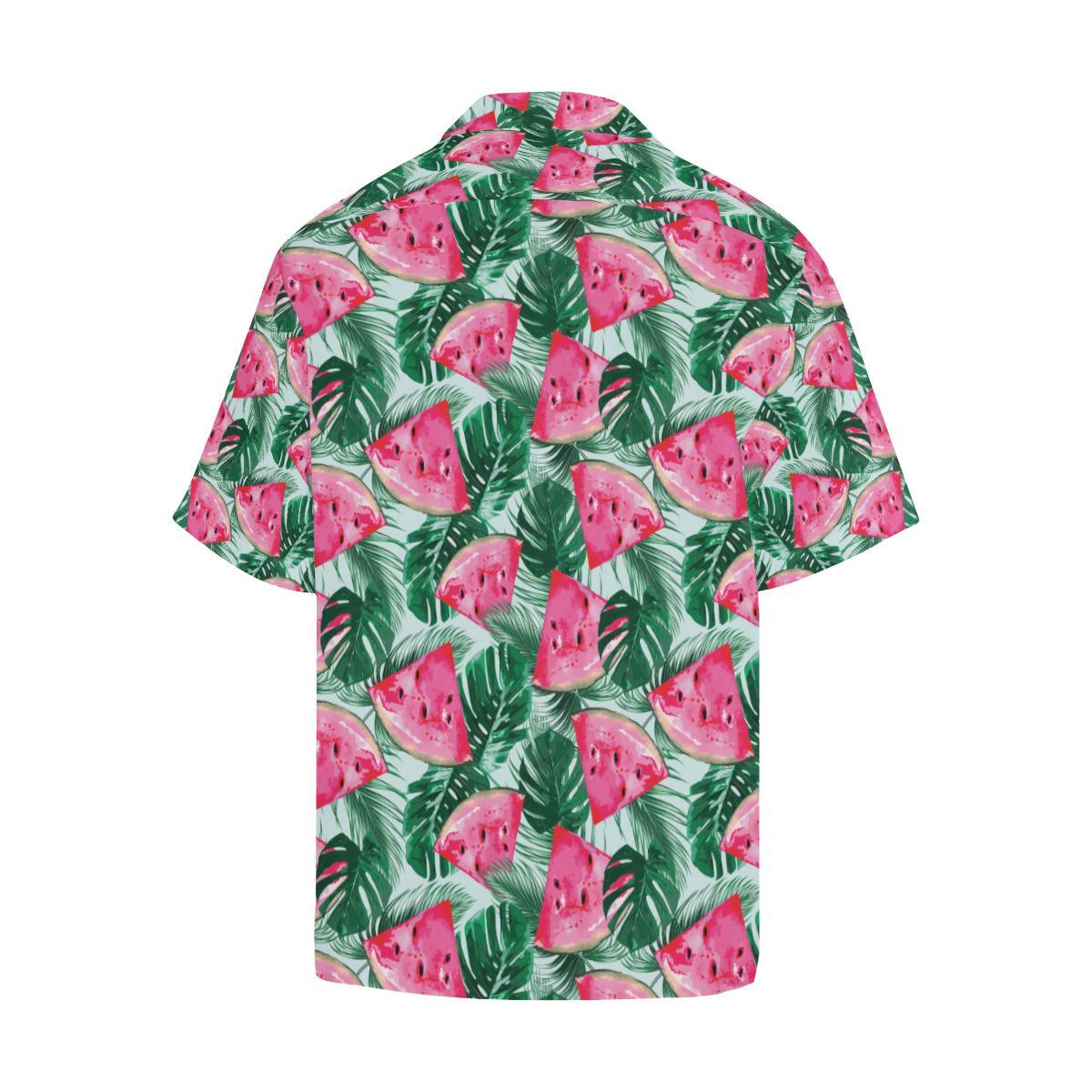 Watermelons Tropical Palm Leaves Pattern Mens All Over Print Hawaiian Shirt