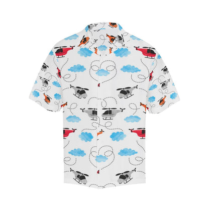 Watercolor Helicopter Cloud Pattern Mens All Over Print Hawaiian Shirt