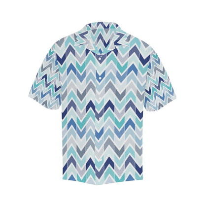 Zigzag Chevron Blue Pattern Mens All Over Print Hawaiian Shirt