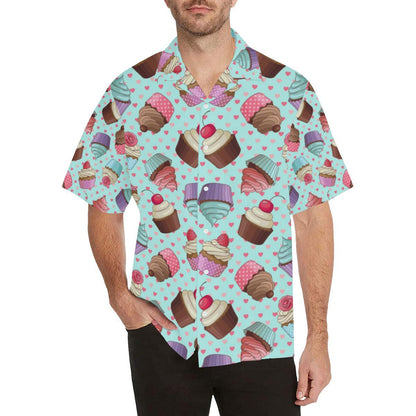 Cup Cake Heart Pattern Mens All Over Print Hawaiian Shirt