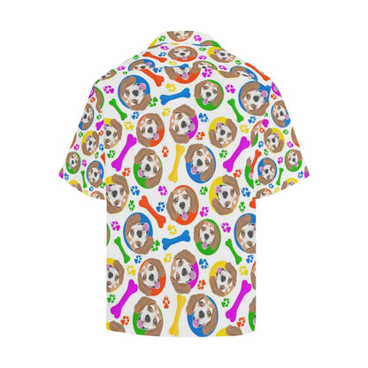 Colorful Beagle Bone Pattern Mens All Over Print Hawaiian Shirt