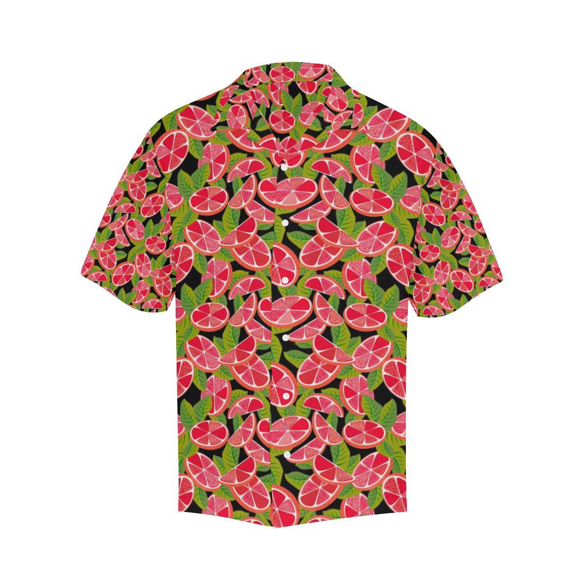 Grapefruit Leaves Pattern Mens All Over Print Hawaiian Shirt