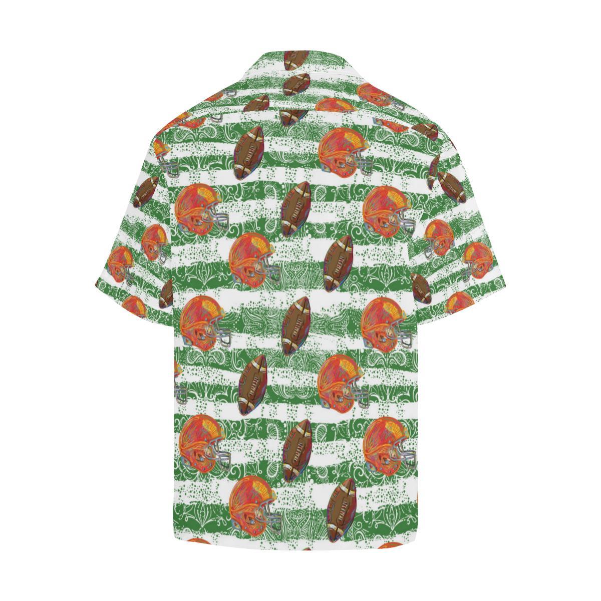 American Football Ball Helmet Pattern Mens All Over Print Hawaiian Shirt