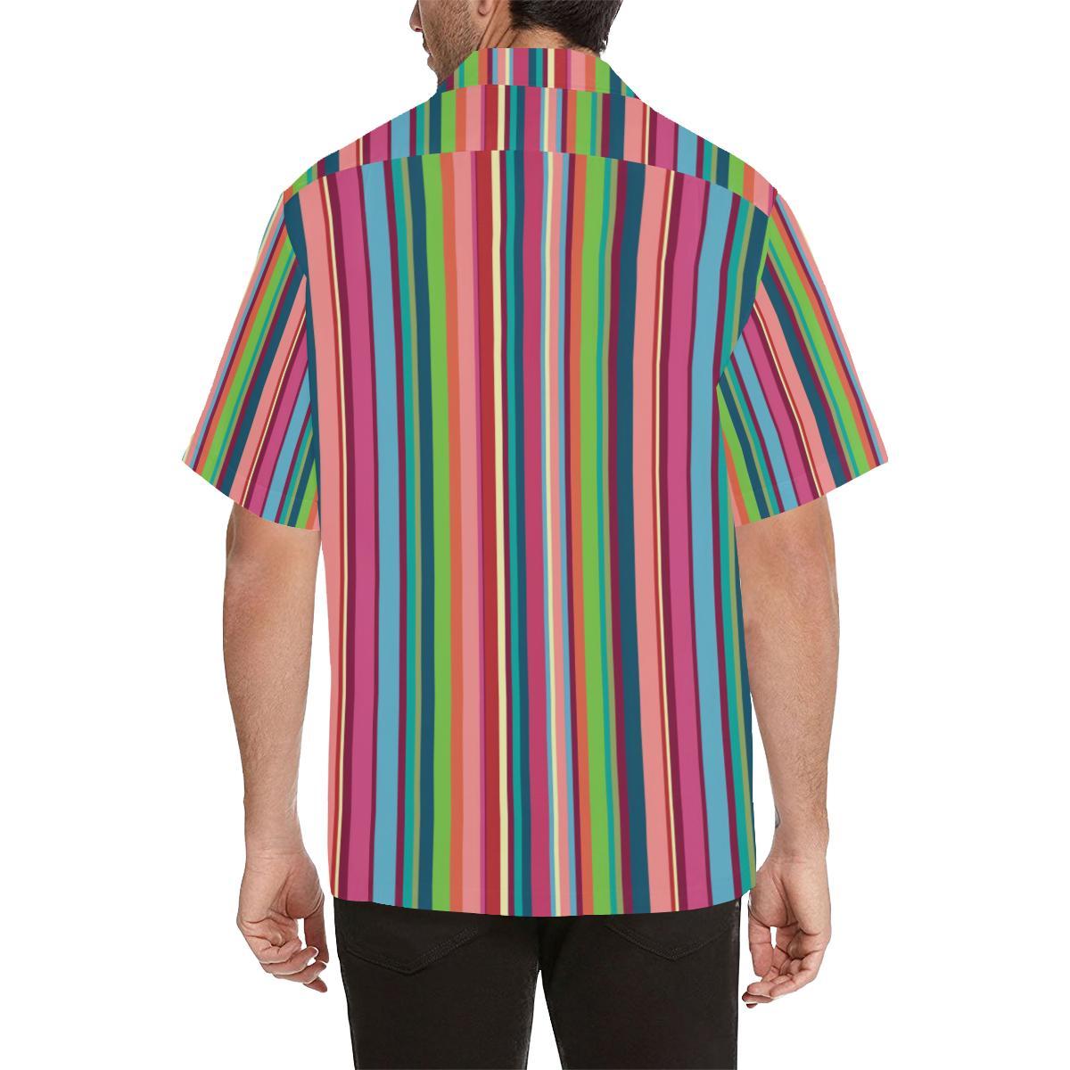 Rainbow Stripe Pattern Mens All Over Print Hawaiian Shirt