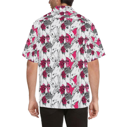 Horse Head Rose Pattern Mens All Over Print Hawaiian Shirt