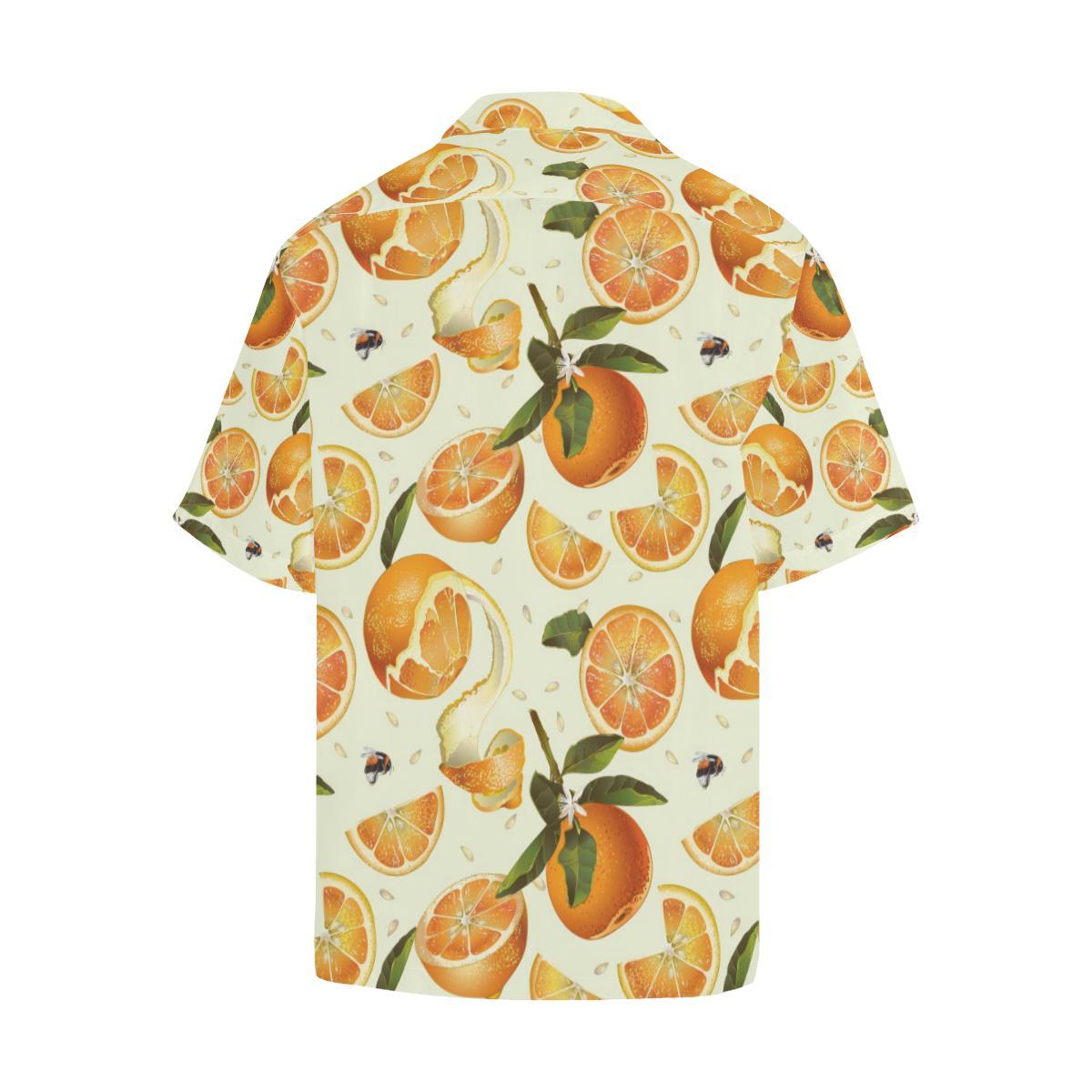 Orange Pattern Mens All Over Print Hawaiian Shirt